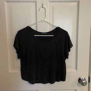 Dark grey cropped loose top